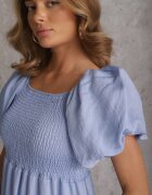 j&x Rochie Albastru deschis din Viscoză cu croială evazată cu mâneci bufante Rosena