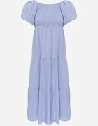 j&x Rochie Albastru deschis din Viscoză cu croială evazată cu mâneci bufante Rosena