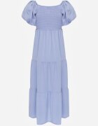 j&x Rochie Albastru deschis din Viscoză cu croială evazată cu mâneci bufante Rosena