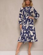 j&x Rochie Albastru marin din bumbac și cu model abstract Tersedi