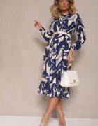 j&x Rochie Albastru marin din bumbac și cu model abstract Tersedi