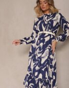 j&x Rochie Albastru marin din bumbac și cu model abstract Tersedi