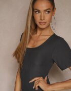 j&x Rochie Basic Gri închis din Bumbac Lumaselle