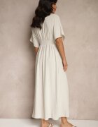 j&x Rochie bej deschis cu bumbac și cu partea superioară încrețită Filaviela
