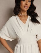 j&x Rochie bej deschis cu bumbac și cu partea superioară încrețită Filaviela