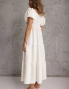 j&x Rochie Bej deschis din Viscoză cu Croi Evazat cu Mâneci Bufante Rosena