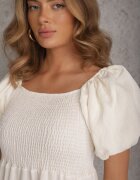 j&x Rochie Bej deschis din Viscoză cu Croi Evazat cu Mâneci Bufante Rosena