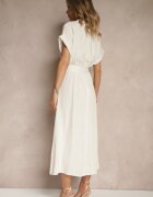 j&x Rochie Bej deschis din Viscoză și In cu Croială Tip Cămașă cu Cordon Efralissea