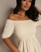j&x Rochie Bej deschis stil spaniol cu top încrețit Lumirielle