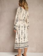 j&x Rochie Bej deschis Tip cutie Boho cu Imprimeuri Etnice cu Curea Lisalenea