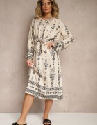j&x Rochie Bej deschis Tip cutie Boho cu Imprimeuri Etnice cu Curea Lisalenea