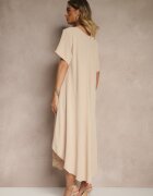 j&x Rochie Bej din Bumbac cu Croi Cloș Lilzedi