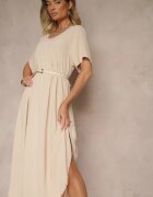 j&x Rochie Bej din Bumbac cu Croi Cloș Lilzedi