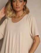 j&x Rochie Bej din Bumbac cu Croi Cloș Lilzedi