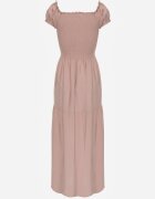 j&x Rochie Bej din Viscoză Stil Spaniol Decorată cu Volane Jenalena