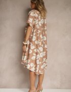 j&x Rochie Bej închis Tip cutie din Viscoză cu imprimeu floral Aranolia