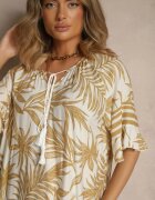 j&x Rochie Bej Tip cutie Decorată cu imprimeu floral și legătură la decolteu Miranissa