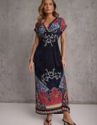 j&x Rochie Bleumarin cu croială petrecută cu imprimeu ornamental Nalori