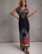 j&x Rochie Bleumarin cu croială petrecută cu imprimeu ornamental Nalori