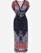 j&x Rochie Bleumarin cu croială petrecută cu imprimeu ornamental Nalori
