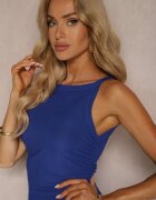 j&x Rochie Bleumarin din Material Striaț cu Volane Etolă