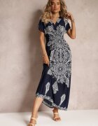 j&x Rochie Bleumarin Maxi cu Imprimeu Etnic Josanie