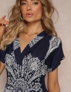 j&x Rochie Bleumarin Maxi cu Imprimeu Etnic Josanie