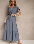 j&x Rochie Bleumarin petrecută din Viscoză Decorată cu o curea Savioneira