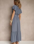 j&x Rochie Bleumarin petrecută din Viscoză Decorată cu o curea Savioneira