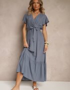 j&x Rochie Bleumarin petrecută din Viscoză Decorată cu o curea Savioneira