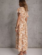 j&x Rochie Cambrată Maro din Viscoză cu Decolteu Petrecut Jynaela