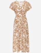 j&x Rochie Cambrată Maro din Viscoză cu Decolteu Petrecut Jynaela