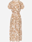 j&x Rochie Cambrată Maro din Viscoză cu Decolteu Petrecut Jynaela