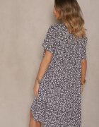 j&x Rochie Cloche Neagră din Bumbac Florală Mevazia
