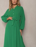 j&x Rochie Cloș Verde Maxi Plisată Legată în talie Terilla