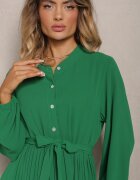 j&x Rochie Cloș Verde Maxi Plisată Legată în talie Terilla