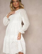 j&x Rochie din bumbac albă cu model ajurat Ridittia