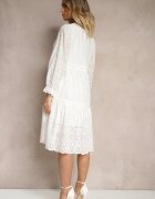 j&x Rochie din bumbac albă cu model ajurat Ridittia
