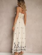 j&x Rochie din vâscoză bej deschis cu decolteu tip plic și broderii Sarondra