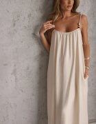 j&x Rochie din vâscoză Boho croi drept pe bretele cu mărgele Aleino Bej