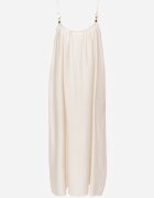j&x Rochie din vâscoză Boho croi drept pe bretele cu mărgele Aleino Bej