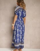 j&x Rochie din Viscoză Albastră cu Croi Drept cu Imprimeu Etnic Miriliana