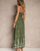 j&x Rochie din viscoză verde cu decolteu petrecut și broderii Sarondra