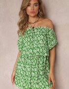 j&x Rochie din viscoză verde mini spaniolă cu elastic în talie Bradite