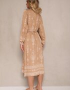j&x Rochie dreaptă Bej Boho cu Imprimeuri Etnice cu Curea Lisalenea