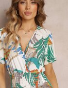 j&x Rochie Evazată Albă cu benzi elastice încrețite în talie și Mânecă scurtă Laily