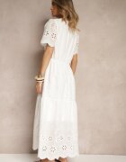 j&x Rochie evazată albă din bumbac cu broderii în stil boho Efrivina