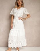 j&x Rochie evazată albă din bumbac cu broderii în stil boho Efrivina