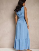 j&x Rochie Evazată Albastră cu croială petrecută și elastic în talie Filadira