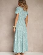 j&x Rochie evazată albastru deschis din bumbac și cu motiv geometric Mevelaia